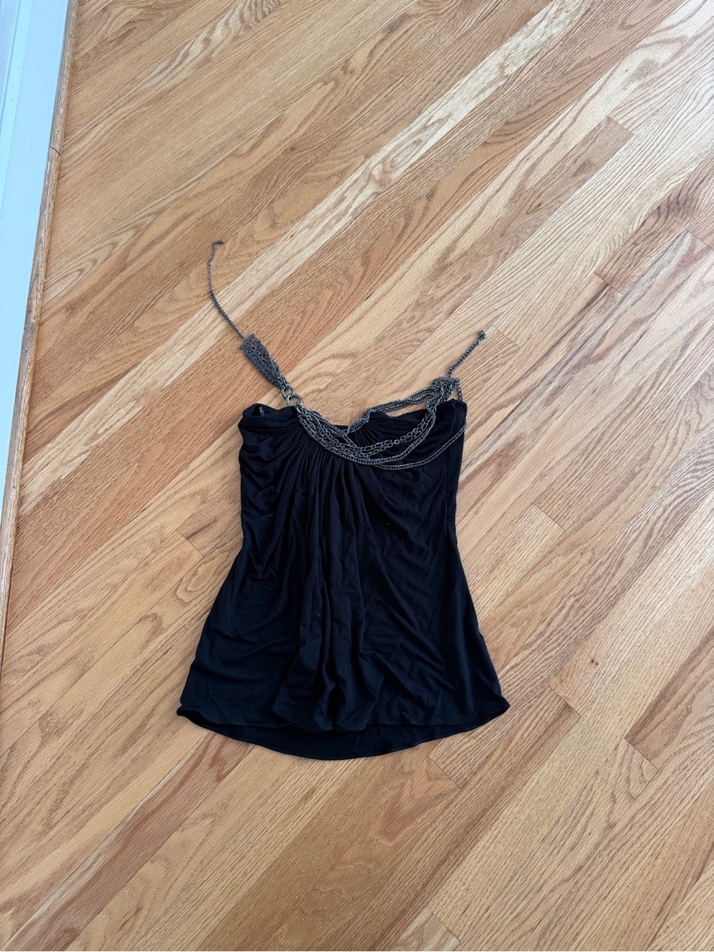 Sky Black top with chain necklace detailing